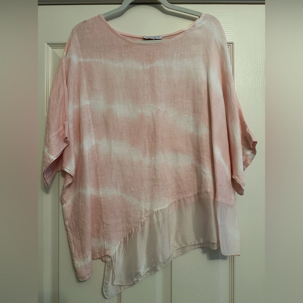 Pink and white tie dye blouse